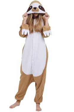 DarkCom Tier Onesie Halloween Cosplay Faultier Kostüm Karneval Einteiliger Pyjamas Overall für Frauen und Männer S von DarkCom