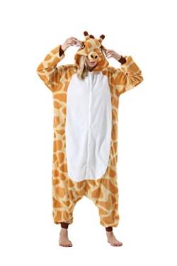 DarkCom Tier Onesie Halloween Cosplay Giraffe Kostüm Karneval Einteiliger Pyjamas Jumpsuit für Frauen und Männer XL von DarkCom