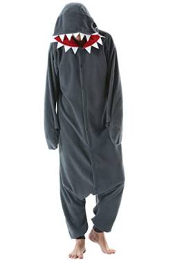 DarkCom Tier Onesie Halloween Cosplay Grauer Hai Kostüm Karneval Einteiliger Pyjamas Jumpsuit für Frauen und Männer L von DarkCom