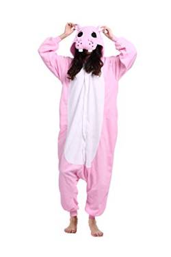 DarkCom Tier Onesie Halloween Cosplay Hippo Kostüm Karneval Einteiliger Pyjamas Jumpsuit für Frauen und Männer XL von DarkCom