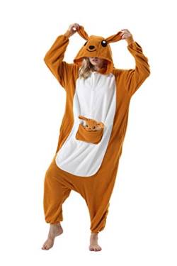 DarkCom Tier Onesie Halloween Cosplay Känguru Kostüm Karneval Einteiliger Pyjamas Jumpsuit für Damen und Herren M von DarkCom