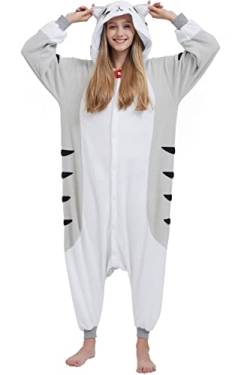 DarkCom Tier Onesie Halloween Cosplay Käse Katze Kostüm Karneval Einteiliger Pyjamas Jumpsuit für Frauen und Männer S von DarkCom