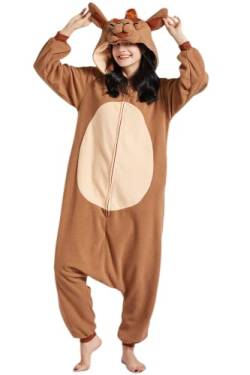 DarkCom Tier Onesie Halloween Cosplay Kamel Kostüm Karneval Einteiliger Pyjamas Jumpsuit für Frauen und Männer XL von DarkCom