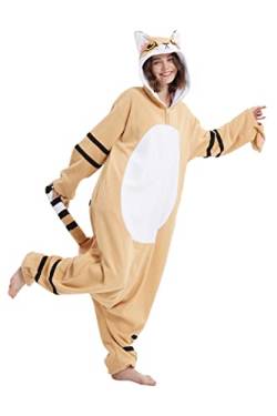 DarkCom Tier Onesie Halloween Cosplay Sand Katze Kostüm Karneval Einteiliger Pyjamas Jumpsuit für Frauen und Männer XL von DarkCom