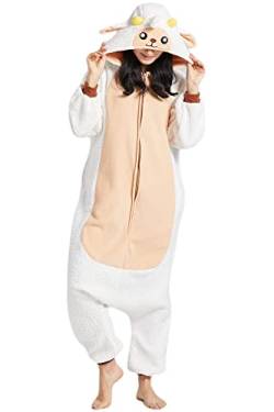 DarkCom Tier Onesie Halloween Cosplay Schaf Kostüm Karneval Einteiliger Pyjamas Jumpsuit für Frauen und Männer M von DarkCom