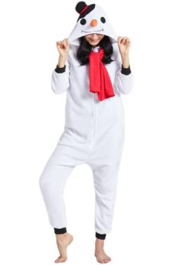 DarkCom Tier Onesie Halloween Cosplay Schneemann Kostüm Karneval Einteiliger Pyjamas Jumpsuit für Frauen und Männer L von DarkCom