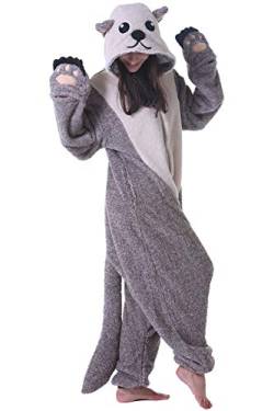 DarkCom Tier Onesie Halloween Cosplay Sea Otter Kostüm Karneval Einteiliger Pyjamas Jumpsuit für Frauen und Männer XL von DarkCom