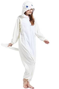 DarkCom Tier Onesie Halloween Cosplay Weißer Löwe Kostüm Karneval Einteiliger Pyjamas Jumpsuit für Frauen und Männer M von DarkCom
