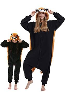 DarkCom Waschbär Onesie für Kinder und Erwachsene,Eltern-Kind Karneval Schlafanzug Cosplay Halloween Tierkostüm Weihnachten Pyjamas 6-7 Years von DarkCom