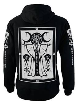 Darkside Herren Gothic Hoodie Kult Priester Satanisch Okkulte Mode Schwarz Kapuzenpulli mit Reißverschluss (m) von Darkside