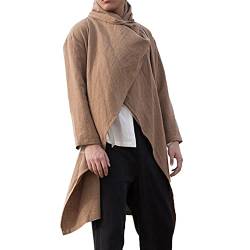 Baumwoll Leinen Umhang Herren Langer Unregelmäßiger Umhang Strickjacke Herren Warm Wandern Poncho Strickjacke Herren Retro Winter Gefüttert Strickjacke von Darringls