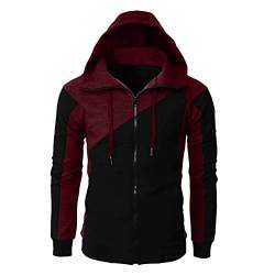 Darringls Herren Hoodie, Hip Hop Patchwork Sweatshirt mit Kapuze Sweatjacke Outdoors Full-Zip Unisex Jacken Baumwolle Techwear Streetwear Hoodie Kapuzenpullover für Männer von Darringls