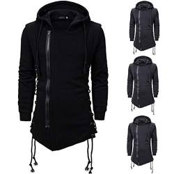 Darringls Herren Kapuzensweatjacke Hoodies Sweatshirts Assassins Gothic Creed Reißverschluss Seite Schnürung Jacke Kapuzenpullover Assassin Creed Dunkle Krawatte Slim Fit Kapuzenmantel Zipper Hoodies von Darringls