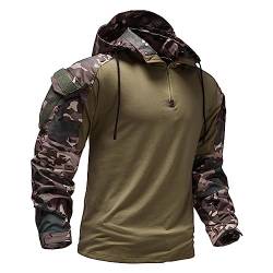 Darringls Herren Militäruniform Camouflage taktisches Military Combat Hoodies mit Kapuze Camouflage Pullover Laufen Arbeit Angeln Outdoor Bergsteigen Field Outdoor Abnehmbarer Kapuzenpullover T-Shirt von Darringls