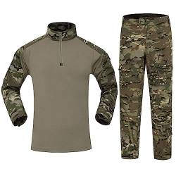 Darringls Herren Paintball Anzug Taktischer Anzug Kampfhemd und Hose Set Langarm Ripstop Multicam Airsoft Kleidung Woodland BDU Jagd Militäruniform von Darringls