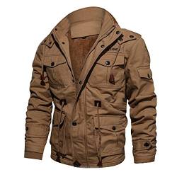 Darringls Herren Übergangsjacke Warm Winterjacke mit Innenfleece Winddichte Fliegerjacke Cargo Jacke Stehkragen Taktische Jacke US Armee Piloten Jacket Reißverschluss Jacke von Darringls