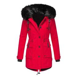 Darringls Wintermäntel mit Kapuze Damen Übergangsjacke Dickere Kapuzenjacke Winddicht Kälteschutz Funktionsjacke Angenehm Weich Softshelljacke Casual Parka Langarm Regenjacke von Darringls