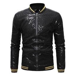 Glänzende Pailletten-Bomberjacke für Herren, Gold, Glitzer, 70er Disco Party Kostüm, gestreifter Reißverschluss, Herren-Jacken und Mäntel, Party, Tanzshow, Kleidung von Darringls