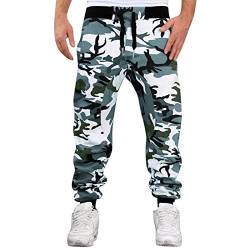 Jogginghose Herren Tarnen Hose Camouflage Cargo Trainingshose Baumwolle Freizeithose Herren Tarnmuster Sporthose mit Kordelzug Taschen Camouflage Military Casual Style von Darringls