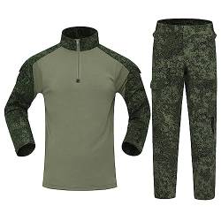 Tarnanzug Herren Paintball Combat Shirt Taktische Hose Langärmlige mit 1/4 Reißverschluss Militär Anzug Outdoor Camouflage Jagdbekleidung BDU Taktisch Uniform von Darringls