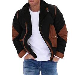 Wildlederjacke Herren Winter Winterjacke Herren Mit Fell Hochwertiges Stehkragen Lederjacke Bomberjacke Gefüttert Übergangsjacke Revers Fleecejacke Plüschmantel von Darringls