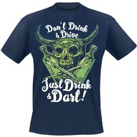 Darts T-Shirt - Just Drink And Dart - M bis 3XL - für Männer - Größe 3XL - navy von Darts
