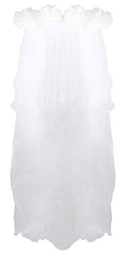 Brautschleier Haarkranz Ariane mit Blüten - Weiß von Das Kostümland