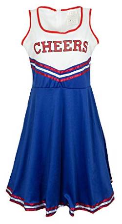 Cheerleader Cheers Kostüm für Damen - Blau Weiß Rot - Gr. 48/50 von Das Kostümland
