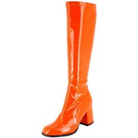 Das Kostümland Gogo Damen Retro Lackstiefel, Orange Stiefel von Das Kostümland