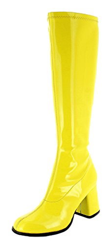 Das Kostümland Gogo Damen Retro Lackstiefel - Gelb Gr. 36 - Tolle Schuhe zur 70er 80er Jahre Disco Hippie Mottoparty von Das Kostümland