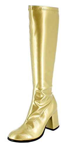 Das Kostümland Gogo Damen Retro Lackstiefel - Gold Gr. 36 - Tolle Schuhe zur 70er 80er Jahre Disco Hippie Mottoparty von Das Kostümland