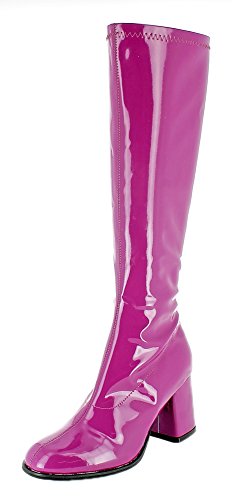 Das Kostümland Gogo Damen Retro Lackstiefel - Lila Gr. 40 - Tolle Schuhe zur 70er 80er Jahre Disco Hippie Mottoparty von Das Kostümland