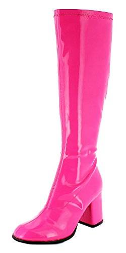Das Kostümland Gogo Damen Retro Lackstiefel - Pink Gr. 38 - Tolle Schuhe zur 70er 80er Jahre Disco Hippie Mottoparty von Das Kostümland