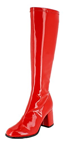 Das Kostümland Gogo Damen Retro Lackstiefel - Rot Gr. 37 - Tolle Schuhe zur 70er 80er Jahre Disco Hippie Mottoparty von Das Kostümland