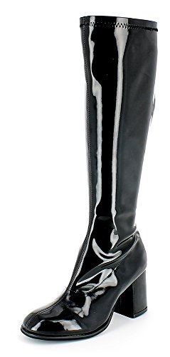 Das Kostümland Gogo Damen Retro Lackstiefel - Schwarz Gr. 36 - Tolle Schuhe zur 70er 80er Jahre Disco Hippie Mottoparty von Das Kostümland