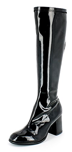 Das Kostümland Gogo Damen Retro Lackstiefel - Schwarz Gr. 38 - Tolle Schuhe zur 70er 80er Jahre Disco Hippie Mottoparty von Das Kostümland