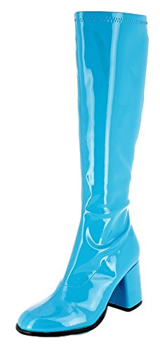 Das Kostümland Gogo Damen Retro Lackstiefel - Türkis Gr. 43 - Tolle Schuhe zur 70er 80er Jahre Disco Hippie Mottoparty von Das Kostümland