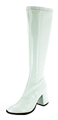 Das Kostümland Gogo Damen Retro Lackstiefel - Weiß Gr. 41 - Tolle Schuhe zur 70er 80er Jahre Disco Hippie Mottoparty von Das Kostümland