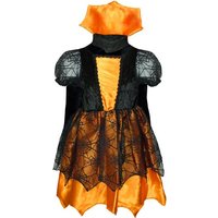 Das Kostümland Hexen-Kostüm Hexenkostüm Spinnenkönigin Willow für Kinder - Orange Tolle Verkleidung für Mädchen als Gräfin Dracula Vampir zu Fasching Halloween von Das Kostümland