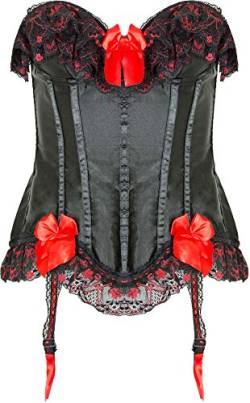 Sexy Corsage Mieder für Damen - Schwarz Rot - Gr. L von Das Kostümland