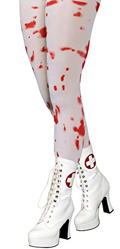 Strumpfhose Blutige Krankenschwester Weiß Rot Gr. L XL - Tolles Accessoire für Halloween oder Karneval Kostüme von Das Kostümland