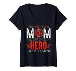 Damen Firefighter Mom Ausbildung Feuerwehr Mutter Eltern Held T-Shirt mit V-Ausschnitt von Das Kulissenwerk