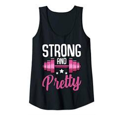 Damen Strong And Pretty Lustiger Fitness-Spruch Sport Motivation Tank Top von Das Kulissenwerk