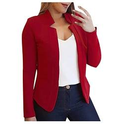 Dasongff Blazer Damen Elegant Langarm Blazer Sakko Einfarbig Slim Fit Steppmantel Geschäft Büro Jacke Kurz Mantel Anzugjacke Kurzblazer Wintermantel Blazerjacke Vorne Offen für Business Office von Dasongff