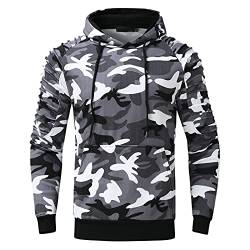 Dasongff Camouflage Pullover Herren Kapuzenpullover Sweatshirt Hoodies mit Kapuzen Sweatjacke Top Bluse Trainingsanzüge Sport Fitness Training Basic Langarmshirt Männer Herbst Winter Casual von Dasongff