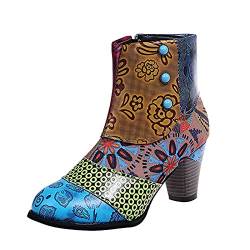 Dasongff Damen Ankle Boots, Elegante Party Schuhe Kurzschaft Stiefel High-Top Classic Lederstiefel Leather Boots Frau Zipper Lederschuhe Kurze Stiefel Mode Party Winterschuhe Herbst Damenschuhe von Dasongff