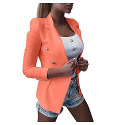 Dasongff Damen Einfarbig Blazer Langer Elegant Langarm mit Knopf Anzugjacke Mädchen Slim Fit Revers Outfit Geschäft Büro Jacke Kurz Mantel Anzüge Jacke Vorne Offen Longblazer für Office Business von Dasongff