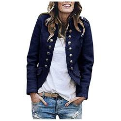 Dasongff Damen Elegant Langarm Blazer Sakko Blazerjacke Einfarbig Slim Fit Revers Geschäft Büro Jacke Kurz Mantel Anzüge Bolero Mit Knopfleiste Military Coat Blazer Damenjacke Streetwear Anzugjacke von Dasongff