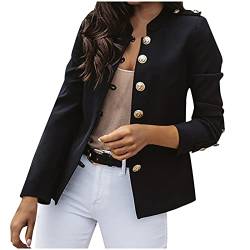 Dasongff Damen Elegant Langarm Blazer Sakko Blazerjacke Einfarbig Slim Fit Revers Geschäft Büro Jacke Kurz Mantel Anzüge Bolero Mit Knopfleiste Military Coat Blazer Damenjacke Streetwear Anzugjacke von Dasongff