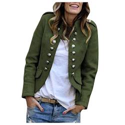 Dasongff Damen Elegant Langarm Blazer Sakko Blazerjacke Einfarbig Slim Fit Revers Geschäft Büro Jacke Kurz Mantel Anzüge Bolero Mit Knopfleiste Military Coat Blazer Damenjacke Streetwear Anzugjacke von Dasongff